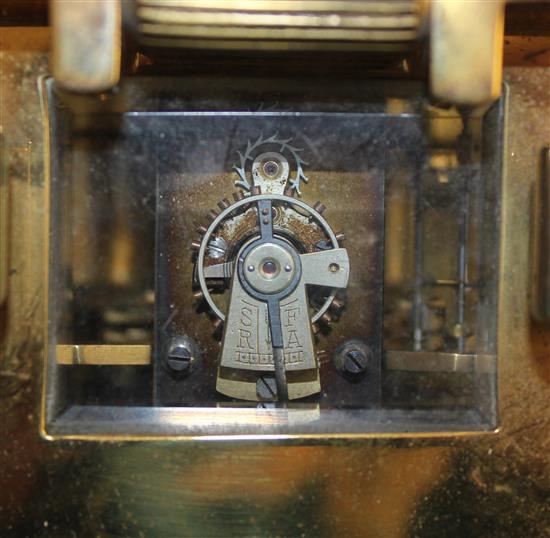 An early 20th century gilt brass carriage clock, 5.25in.